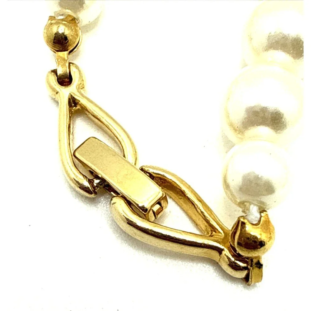 Faux Pearl Rhinestone Choker Necklace Gold Tone Statement 18